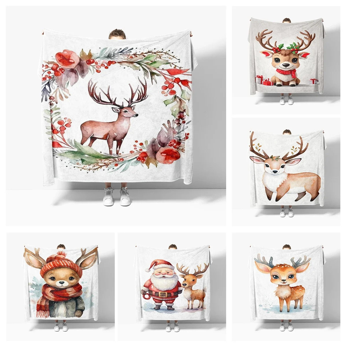 Home Decoration  Sofa Blanket Bedspread Bed Fluffy Soft Blankets Decor Plaid Modern Morandi Winter Merry Christmas