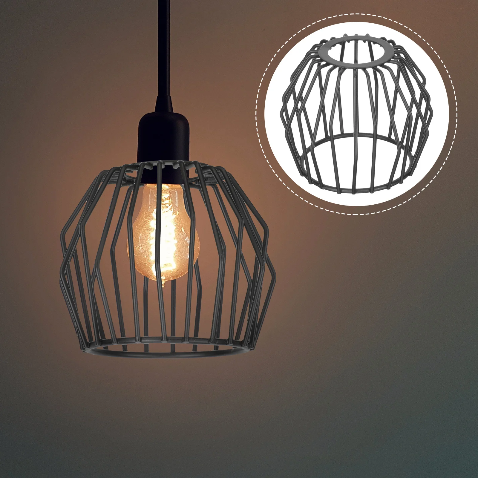 

Wrought Iron Lampshade Light Bulbs Black Pendant Covers Decorative for Replacement Hanging Ceiling Chandelier Metal