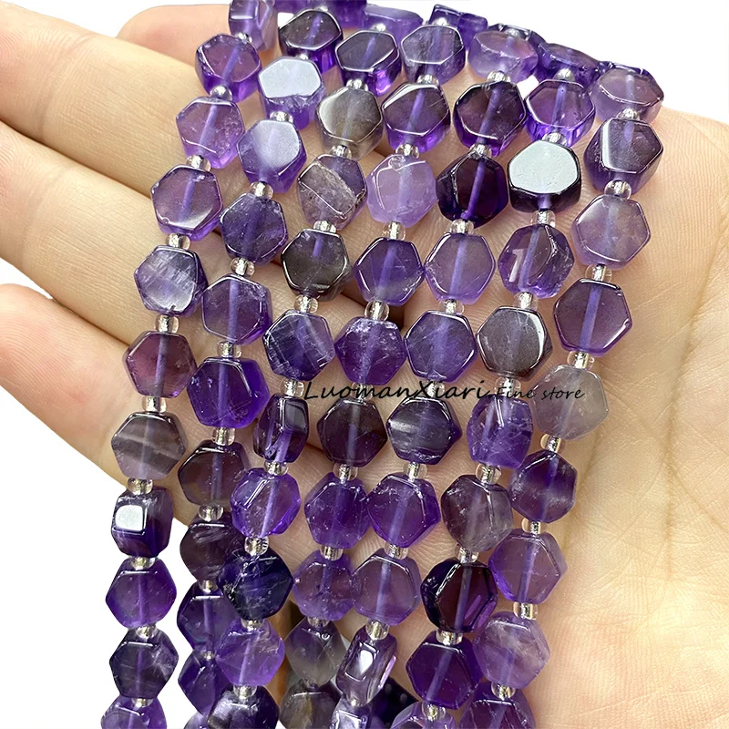 5x9MM Hexagon Natural Stone Blue Calcite Flat Loose Spacer Beads for Jewelry Making Diy Bracelets Earrings Charms Accessories