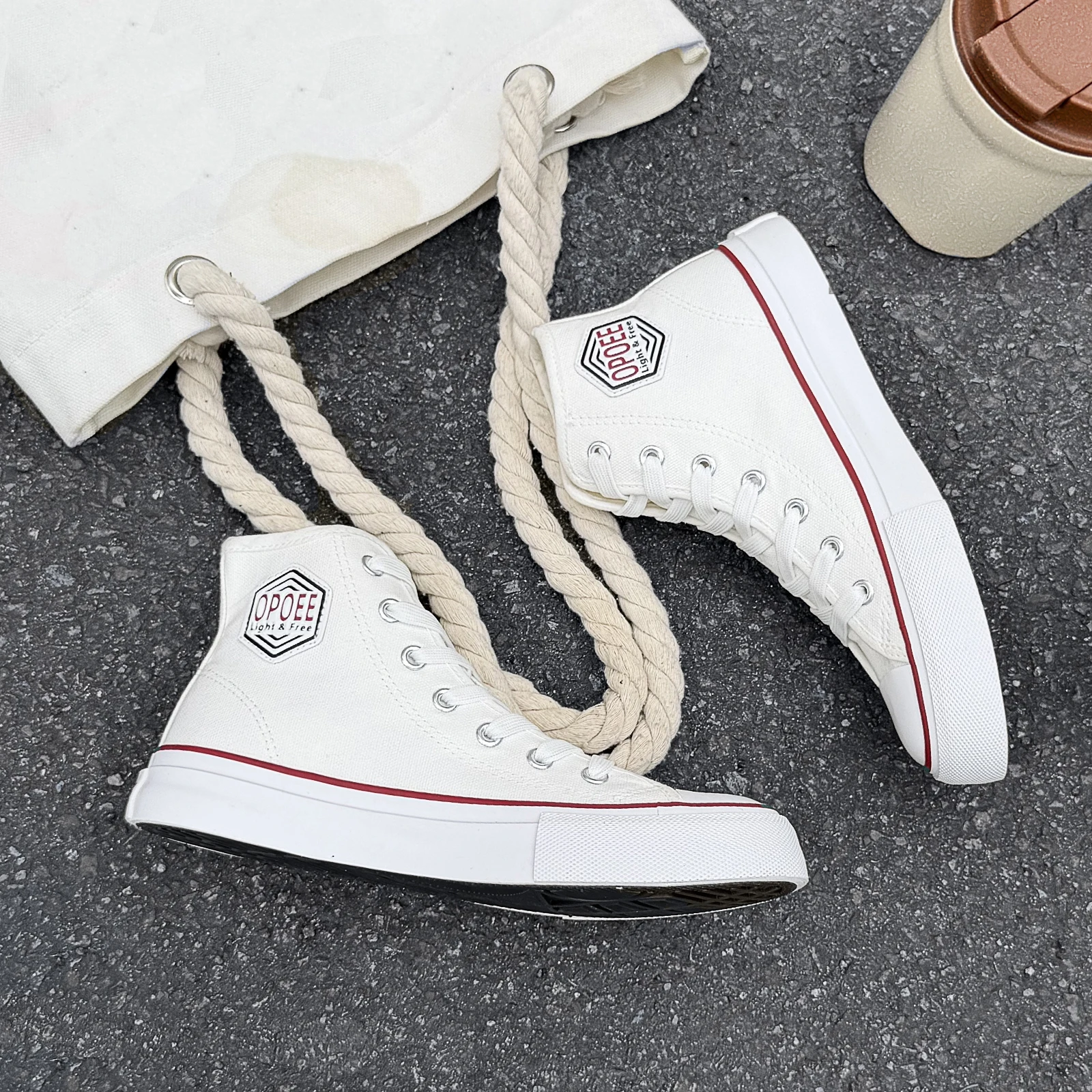 WZ010 OPOEE Komfortable Modische Jugend-Canvas-Schuhe High-Top Schnürschuhe Koreanische Version Trendige Board-Schuhe Atmungsaktive Kinderschuhe – Detail 8