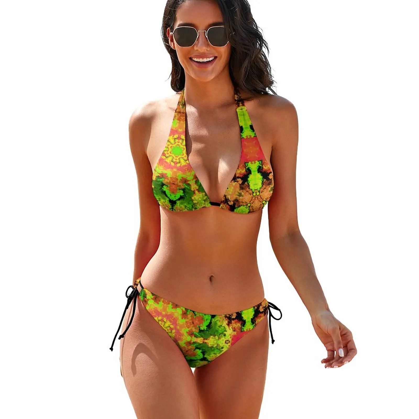 

Mandala Flower Print Bikini Swimsuit Sexy Psychedelic Hippie Swimwear Ladies Aesthetic Bikinis Set 2 Pieces Push Up Beachwear