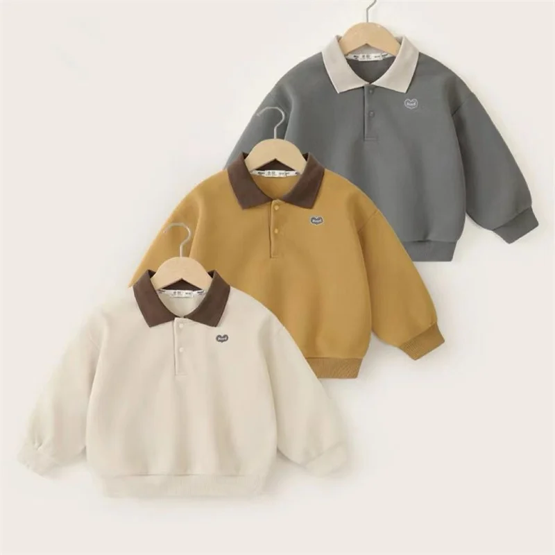 Jungen Pullover Kinder Polo Kragen Pullover Frühling Herbst Neue Kinder Teenager Langarm Brief Mantel Baby Casual Pullover 2-8 Jahre