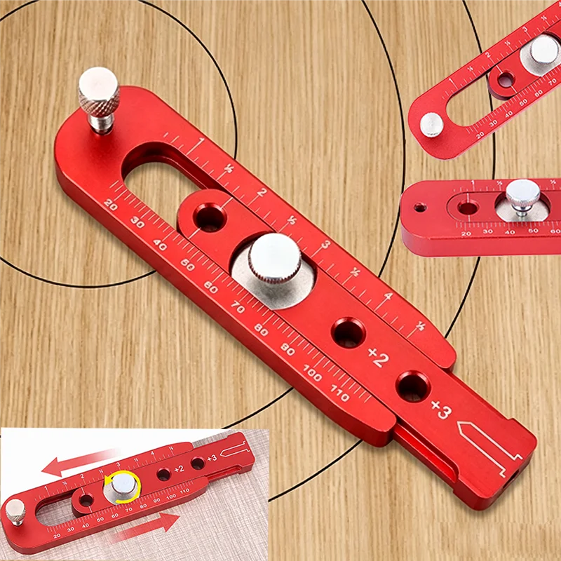 Multi-Function Scribing Tool, DIY Scriber Line Maker, Portable Aluminum Woodworking Compass Scriber Tool Circle Marking Gauge