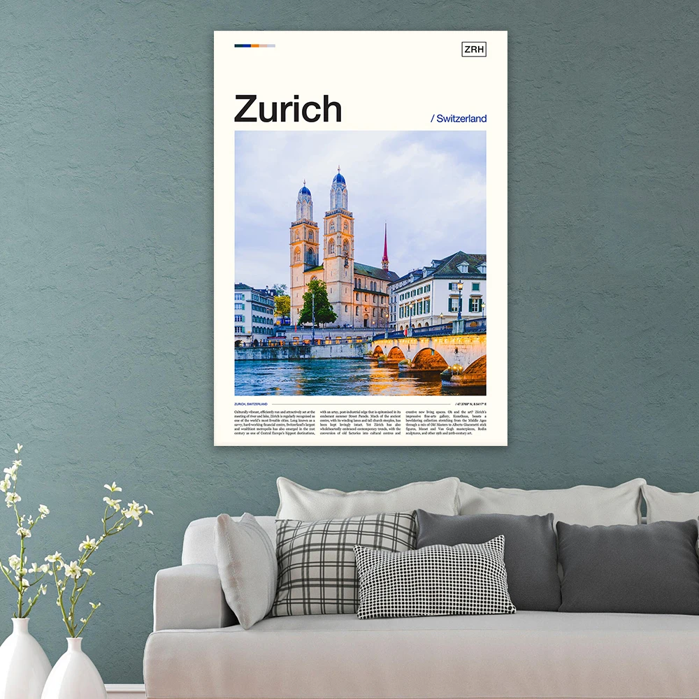 Valencia Print Travel Poster Spain Print Retro City Landscape Zurich  Switzerland Canvas Painting Bedroom Wall Art Decoration