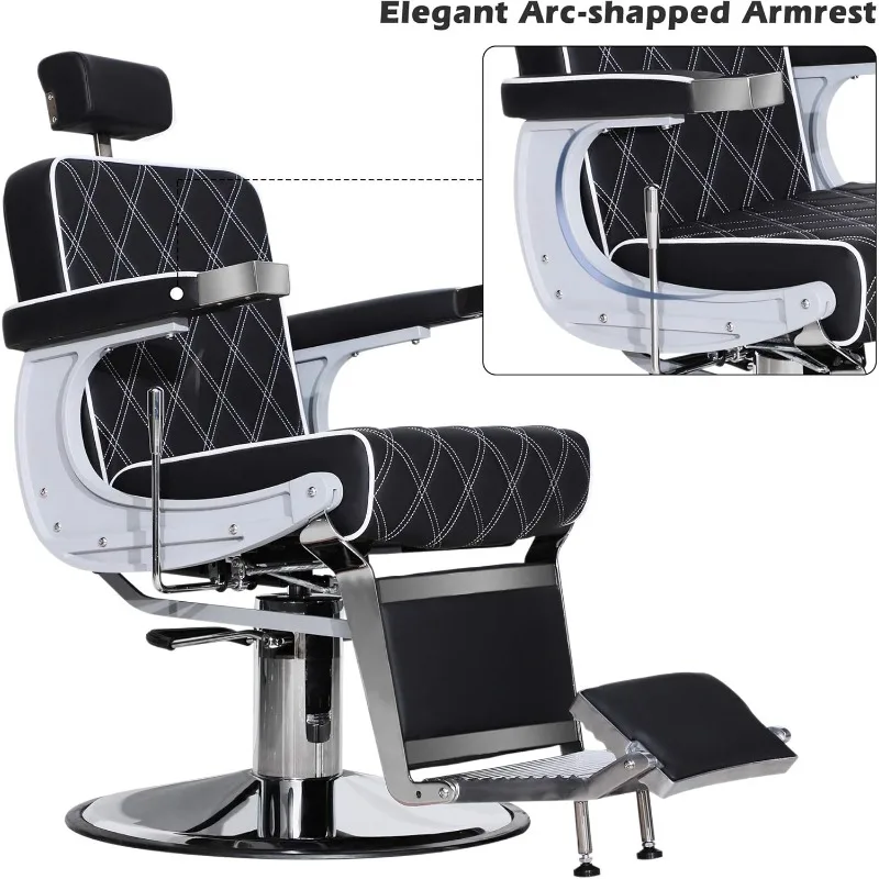 Heavy Duty Metal Vintage Barber Chair All Purpose Hydraulic Recline Salon Beauty Spa Shampoo