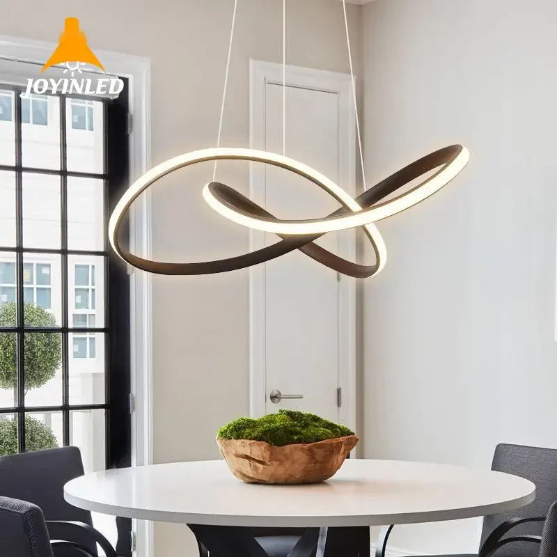 

Modern Nordic Black White Golden LED Hanging Pendant Lamp Kitchen Light Fixtures Dining Room Loft Home Decor Chandelier Lighting