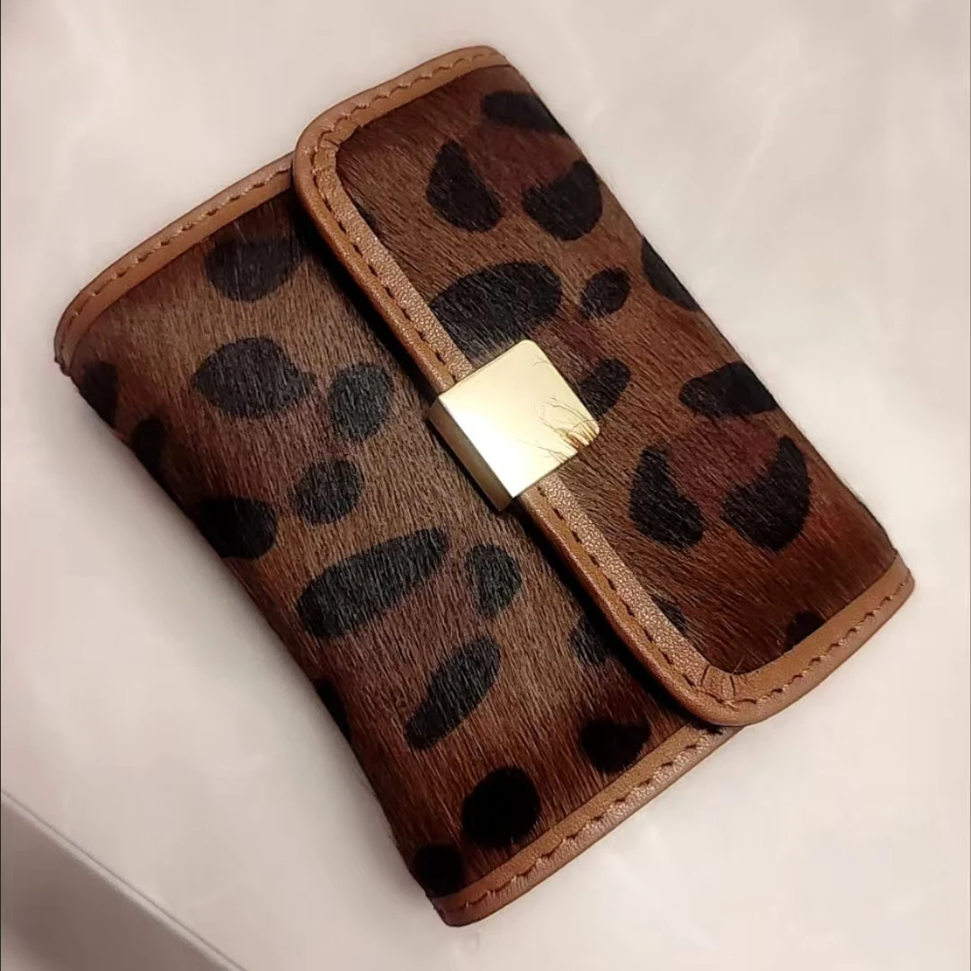 2026 New Fashion High Quality Cow Leather with Horsehair Women Short Clutch Wallets Lady Female Coin Purse Card & ID Holders