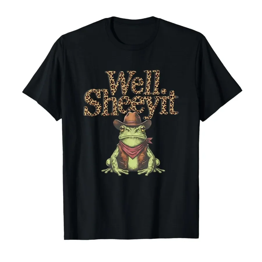 

Well Sheeyit Leopard Shirt - Funny Meme Cowboy Frog Western T-shirt For Men Women 100% Cotton T Shirts Short Sleeve Tops 0410-2