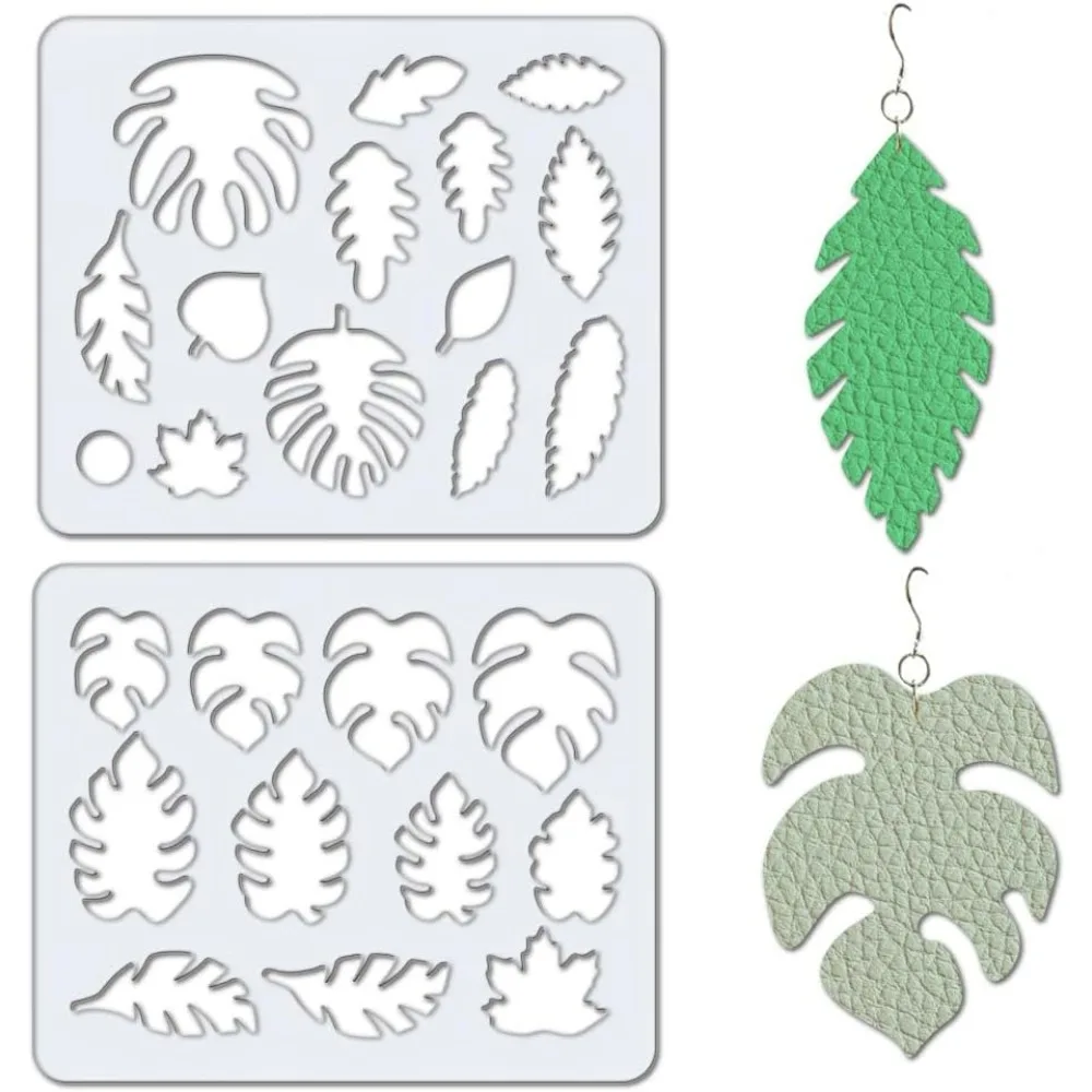 2Pcs Leaf Earrings Making Templates 7x6 Inch Acrylic Earring Handwork Template Card Leather Earring Templates Reusable Jewelry