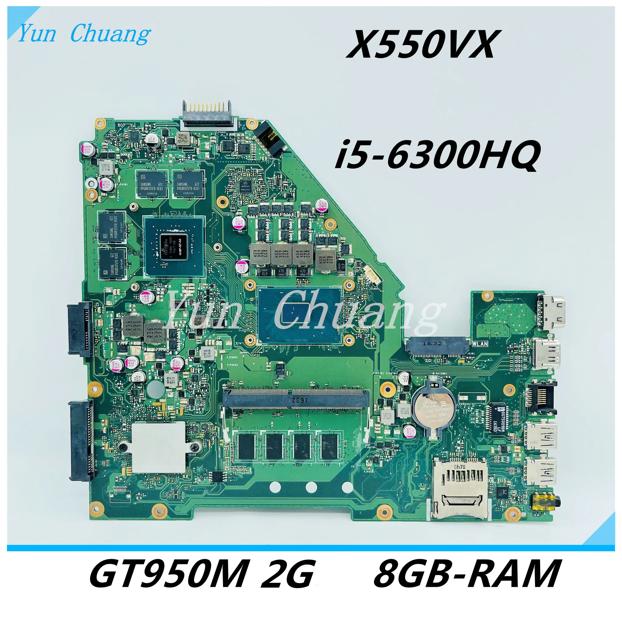 X550VX mainboard For ASUS X550VXK X550VQ FH5900V FX50V FZ50V Laptop motherboard With i5-6300HQ CPU GT950M 2G 8GB-RAM 100% Tested