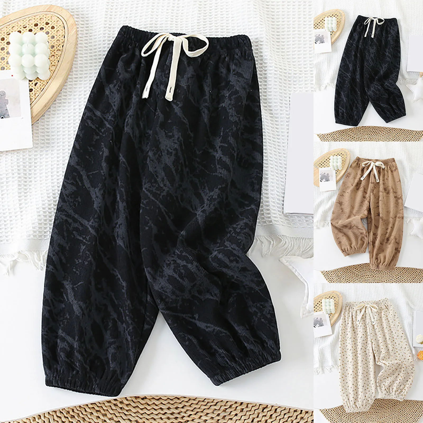 Kids Boys Girls Corduroy pants Leisure Sports Pants Autumn Children Boy Girl Lantern Harem Pants Winter Loose Fit Bell Bottoms