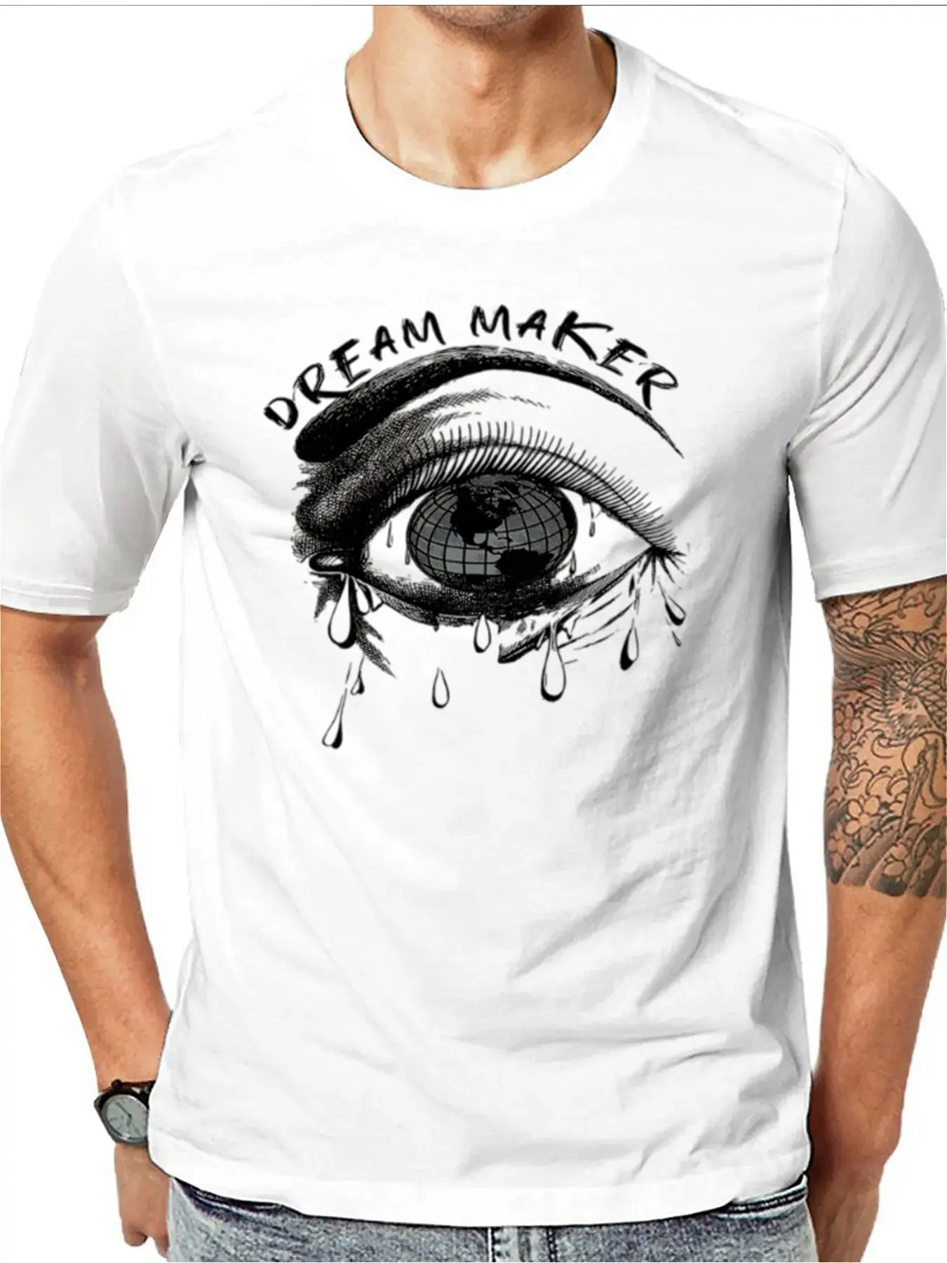 

Men's Comfort Crew Neck Tee With Dream Maker Graphic Print,Soft Cotton Blend Comfort Fit Active Casual Wear Christmas Gift