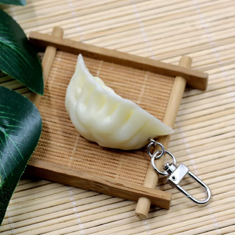 LLavero de Dumplings de comida de simulación divertida, llavero de coche, colgante de llave de Pvc, colgante para mochila, joyería, regalos, llavero