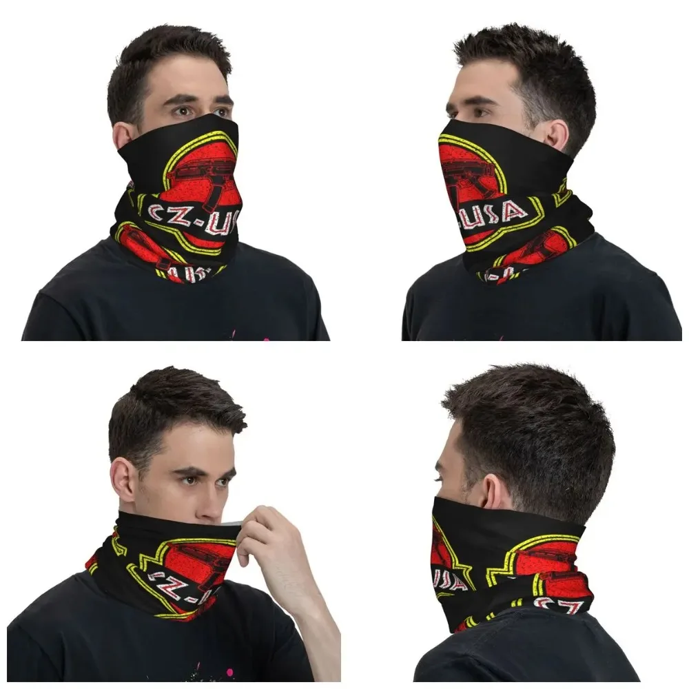 CZS Pistol Logo Bandana Neck Cover Printed CZ USA Wrap Scarf Multifunctional Balaclava Running Unisex Adult Breathable