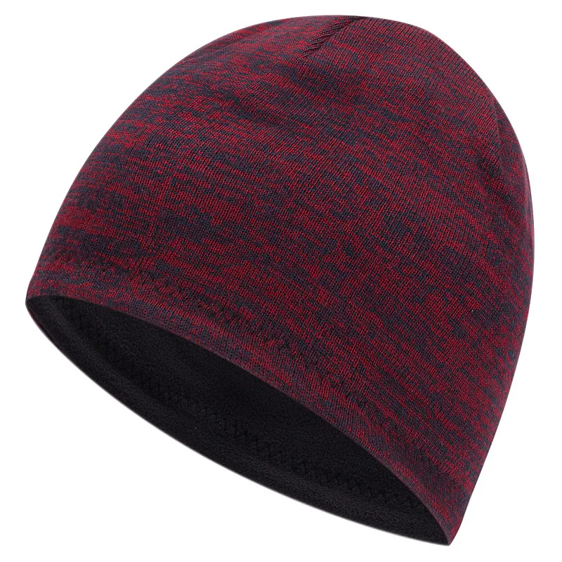 Men\'s trendy warm ski beanie hat women\'s new outdoor fashion double-sided wearable thick autumn and winter knitted pullover hat