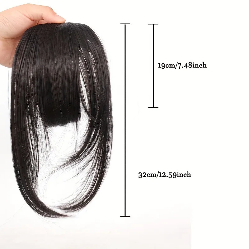 Flequillo Sintético con Clip con Patillas Marrón Oscuro para Mujer para Uso Diario y Fiestas 2