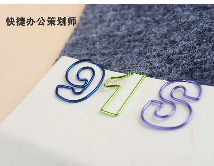 10pcs Colorful Metal Digital Paper Clips Student Learning Supplies Creative Clips Multi Color