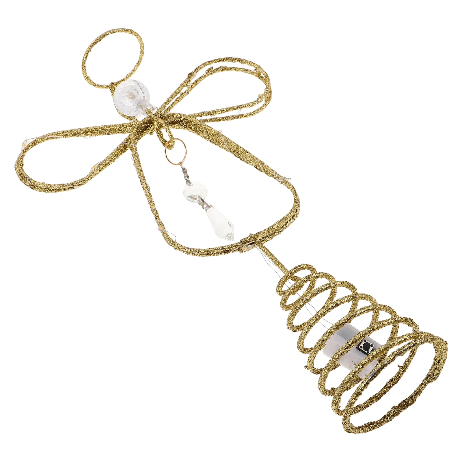 

Glitter Gold Angel Tree Topper Large Metal Design - Sparkly Holiday Tree Ornament for Christmas New Year Festive Decor