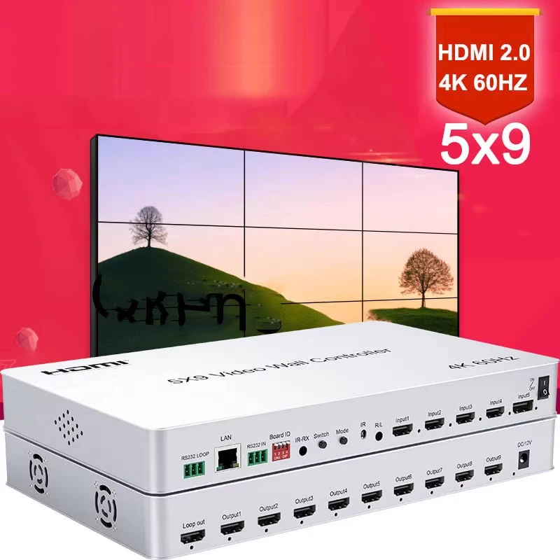 

HDMI 2.0 5x9 splicer TV wall splicing screen controller 4K HD 3x3 2x2 vertical screen splicing device screen divider