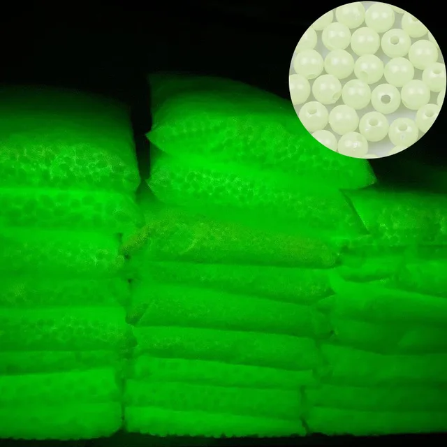 500-30 sztuk 4-12mm zielone świecące okrągłe akrylowe koraliki dystansowe do tworzenia biżuterii świecące w ciemności wędkarstwo DIY bransoletka naszyjnik