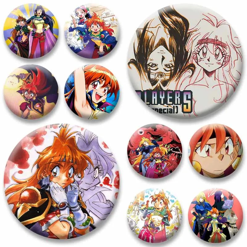 Anime Movie Slayers Great Lina Inverse Button Pin Funny Cartoon Character Meme Badge Fashion Jewelry Brooch for Bag Clothes Gift