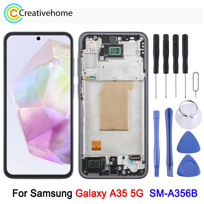 

Super AMOLED LCD Screen with Frame For Samsung Galaxy A35 5G SM-A356B Phone Touch Panel and Digitizer Full Assembly Spare Part