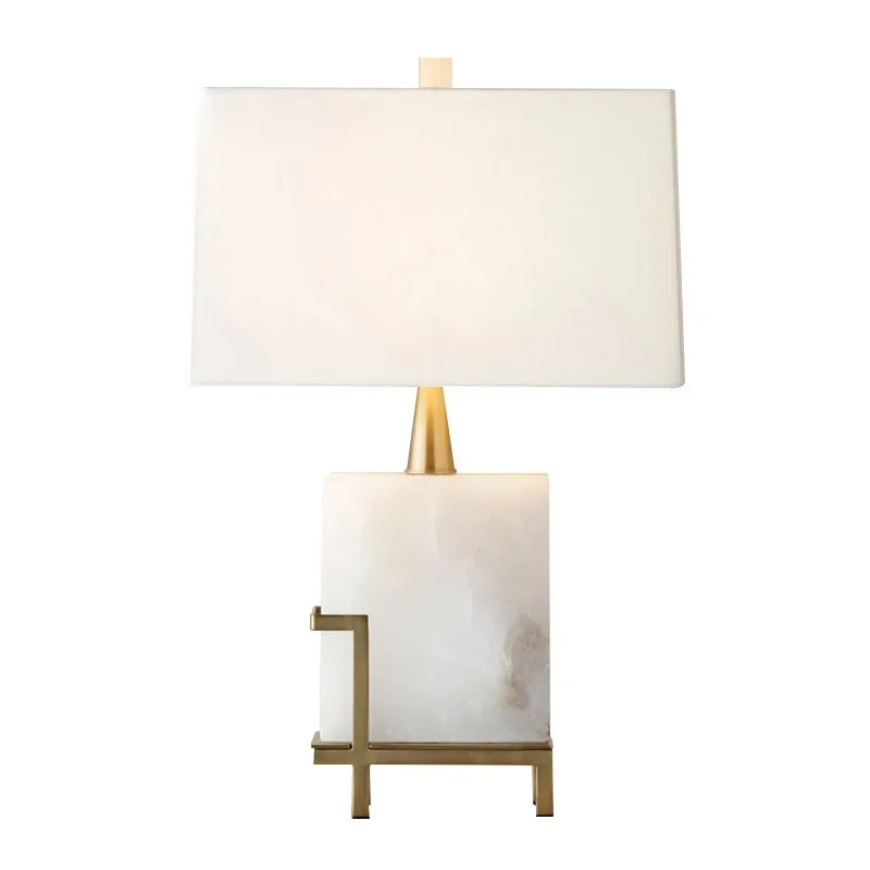 

American bedroom desk lamp New Chinese living room Simple light luxury marble bedside lamp Villa hote