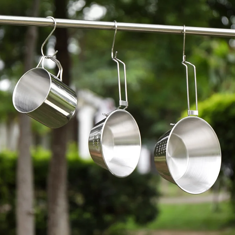 رائجة البيع 304 الفولاذ المقاو - مراجعة Camping Cooking Mess Kit وسعره