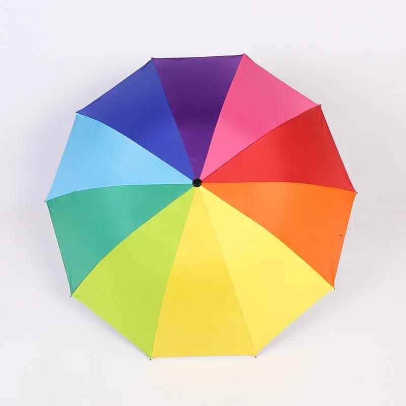 10 Bone Creative Rainbow Umbrella Foldable Sunny And Rainy Dual-use Sunscreen And Windproof Parasol Outdoor Travel Big Umbrella