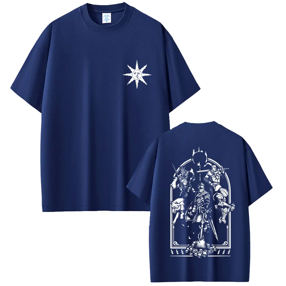Game Dark Souls Praise The Sun Graphic T-shirt Men Women Vintage Gothic Rock T-shirts Men's Casual Cotton Short Sleeve T Shirts view 3
