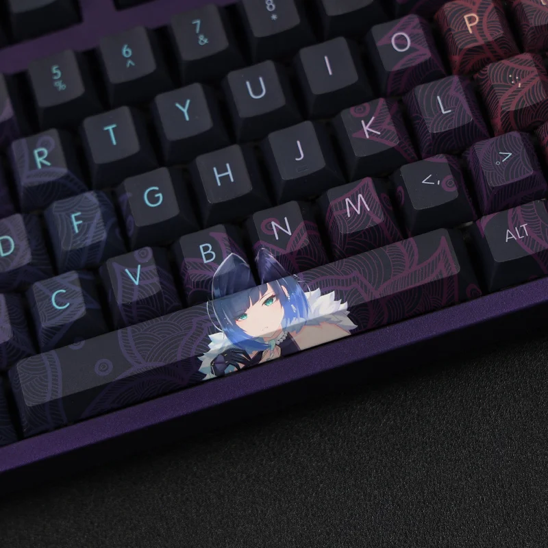 108 teclas pbt sublimação de tinta ye lan keycaps bidimensional dos desenhos animados anime chave bonés cereja perfil keycap para genshin impacto