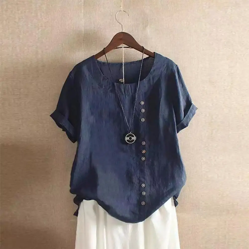 3xl Plus Size Linen Blouses Womens Casual Loose Button Linen Plus Size Daily Boho Tanic shirt Blouse Tops Lady Vintage blouses