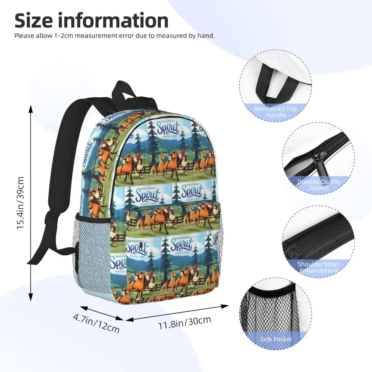 Spirit Riding Free Backpack Student Boys Girls BookBag Men Women School Bag Computer Shoulder Bags