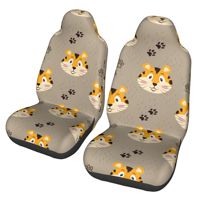cute Tiger 2pcs Print Car Seat Covers for Women and Men, Universal Auto Front Seat Protector Fits for Car, SUV Sedan,
