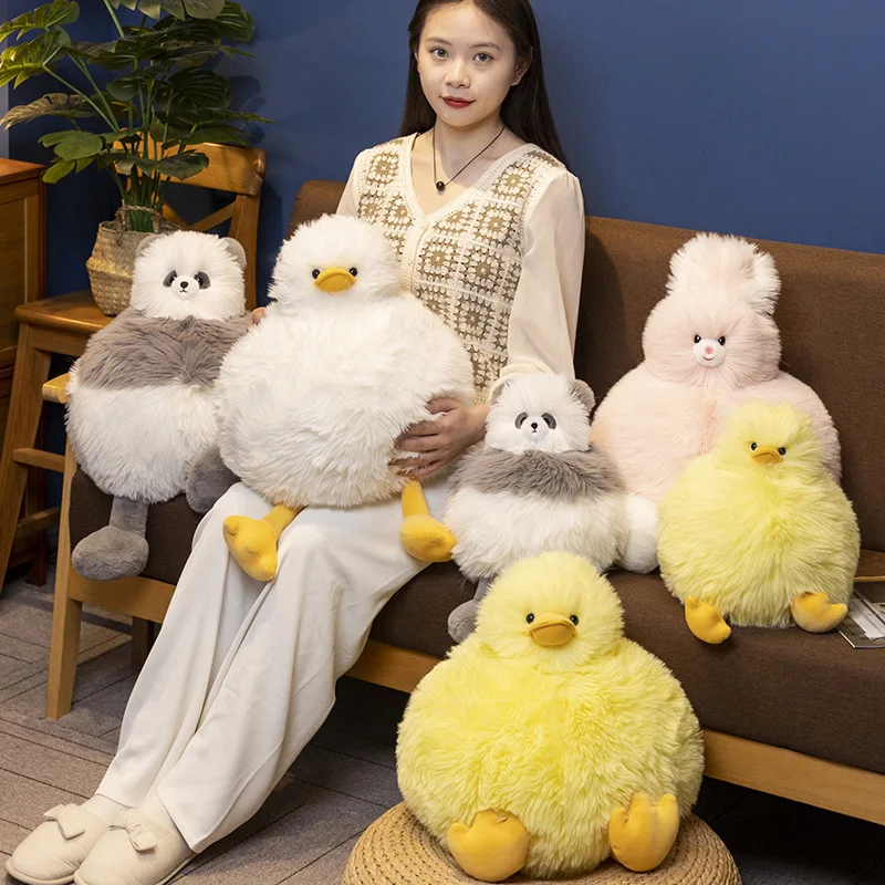 25cm Cute Long Haired Duck Plush Toys Soothing Bear Dolls Soft Rabbit Animals Stuffed Dolls Home Decoration Children Gifts