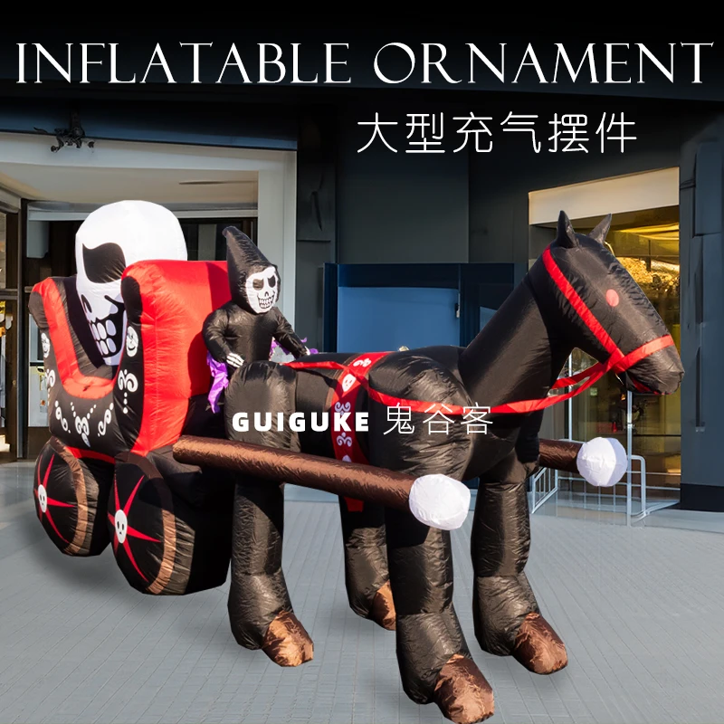 

Halloween large inflatable model decoration shopping mall amusement park outdoor scene ornament inflatable pumpkin ghost carriag