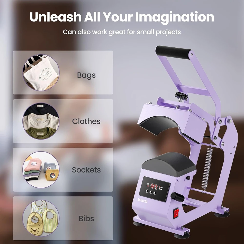 Cap Heat Press Machine with 2 Interchangeable Plates, Stable Performance, Hat Heat Press with Cap Stretcher, 550W