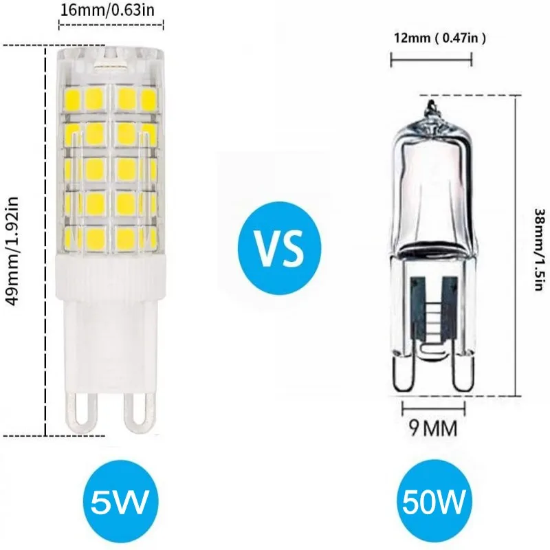 G9 LED lamp AC220V 5W 7W 9W 12W Ceramic SMD2835 LED lamp warm/cold white spotlight replaces halogen lamp