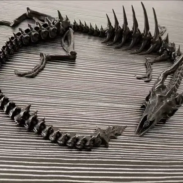 Gothic 3D Printed Dragon Skeleton Model Punk Black Dragon's Bone Figurer Desktop Ornaments Home