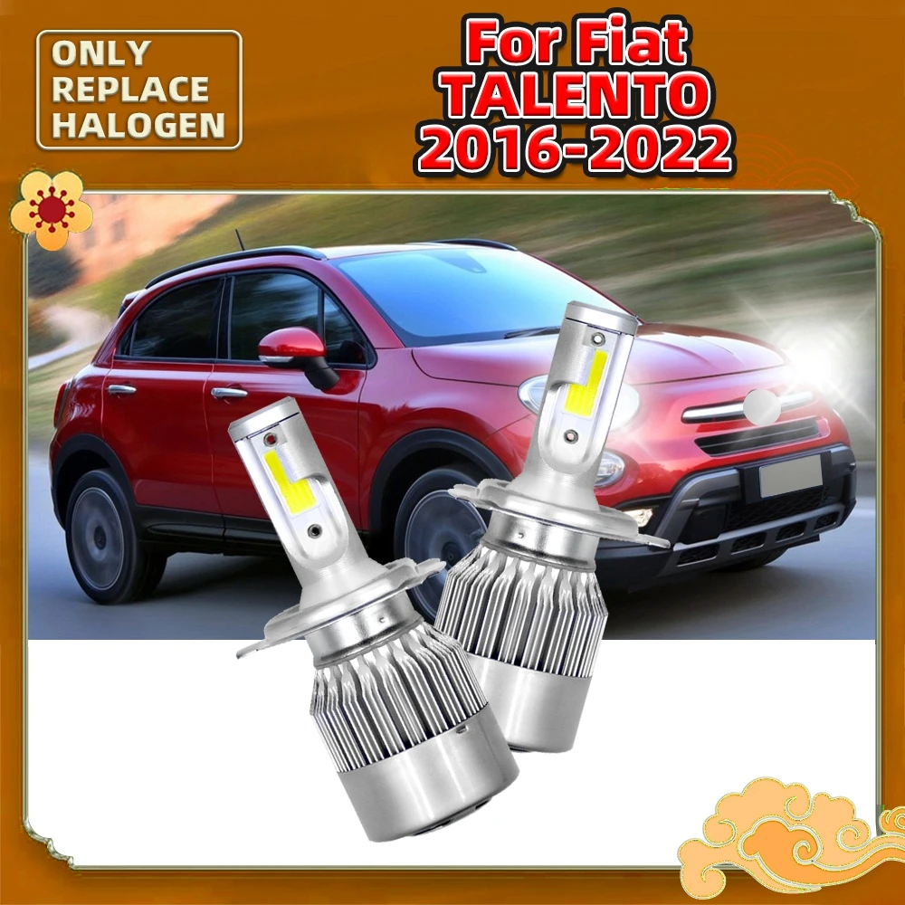 

2x 6000K White H4 Car LED Lamps 12V Turbo Bulbs Hi Lo Hedlamp with Fan Luces For Fiat Talento 2016 2017 2018 2019 2020 2021 2022
