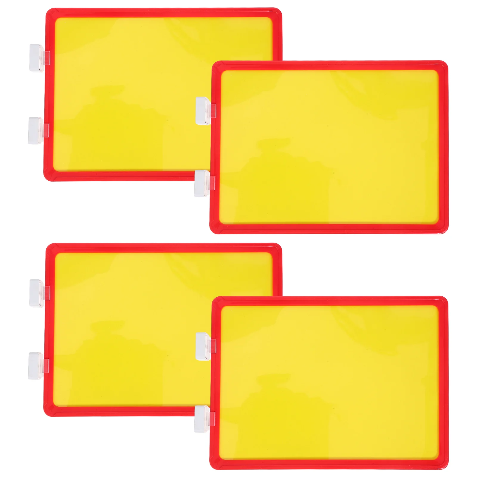 

1 set Magnetic Shelf Labels Red Frame Dual Bases Writable A4 Plastic Holders Tag Indicators Storage Organization