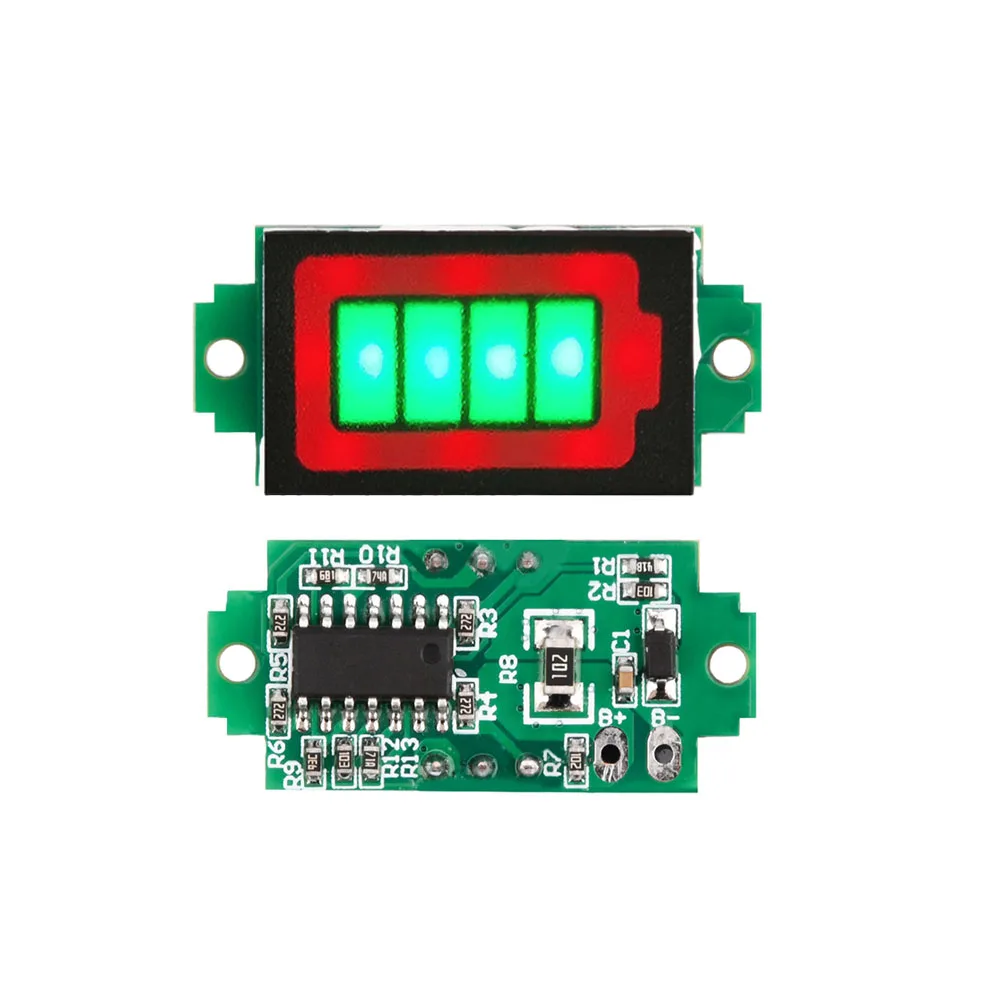 Módulo Indicador De Capacidade Da Bateria De Lítio, Testador De Potência De Bateria De Veículo Elétrico, 1S, 2S, 3S, 4S, Único 3.7V, 4.2V, Azul ou Verde Display