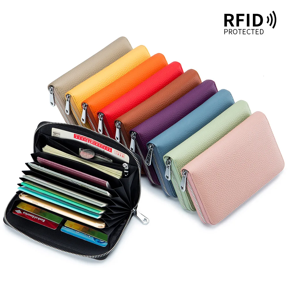 New Genuine Leather Women\'s Wallets Versatile Passport Holder Cover Holders for Checkbooks Men Bankbook Credit Cards Wallet Rfid