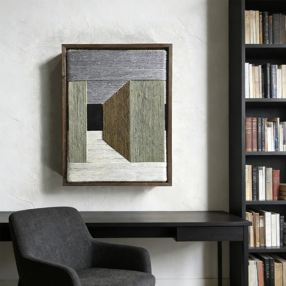 tt& Neutral Toned 3D Optical Illusion Decor Geometric Woven Wall Art for Modern Interiors~*