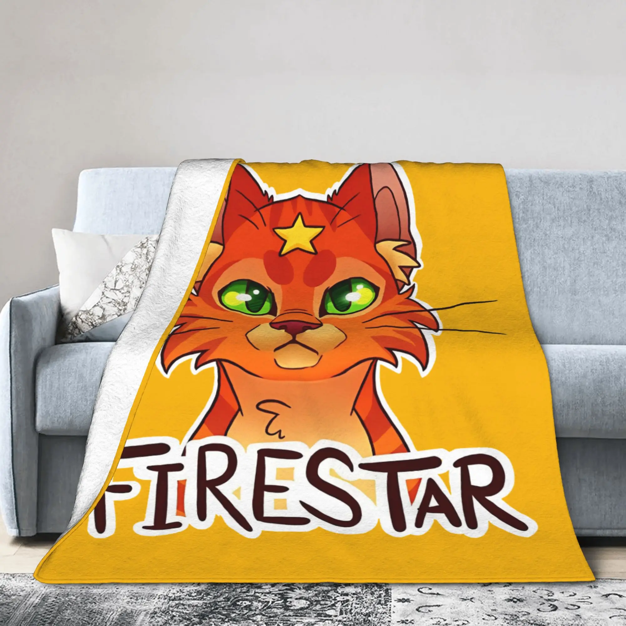 Firestar Warriors Headshot Cats Awesome Blankets Flannel Warrior Cartoon Soft Throw Blanket for Bedspread Gift Multi-function