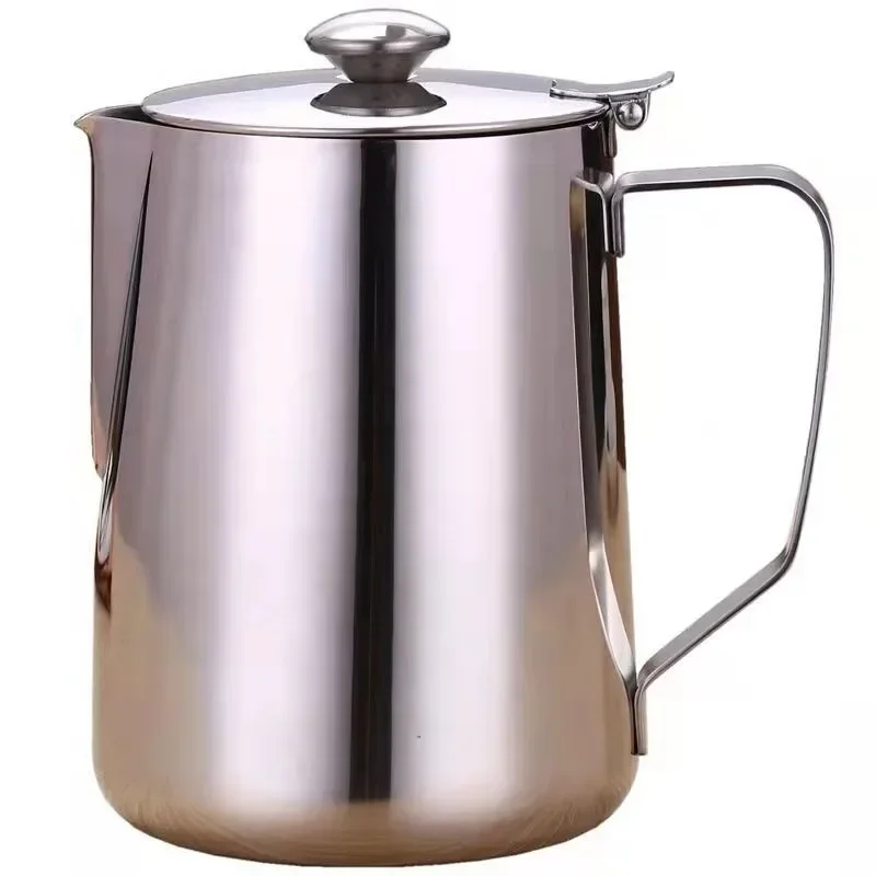 Stainless Steel Milk Frothing Pitcher with Lids Espresso Steam Coffee Barista Kettle Latte Cappuccino Cream Cup Jug