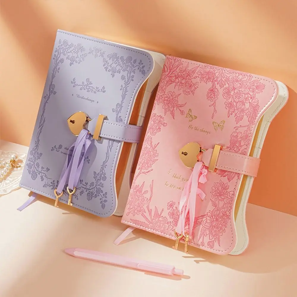 Business Gift with Love Lock Keys Diary Notebook B6 Size PU Leather Notepad 360 Pages Cute School Office Supplies