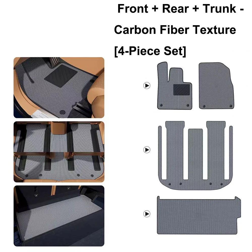 For ZEEKR 9X 2025 2026  TPR Carbon Fiber Patterned Floor Mat Flame Retardant Waterproof Anti Slip Carpet Modification Parts