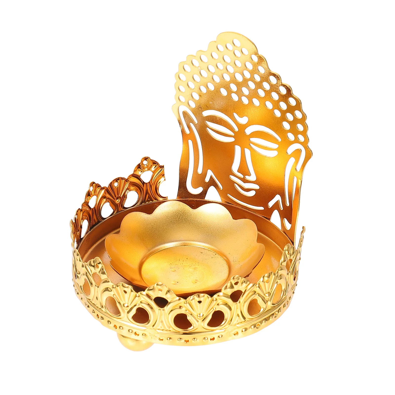 Supporto buddista Supporto per offerte in lega premium Base per lampada al burro religiosa Decorazioni per la casa Porta luce da tè