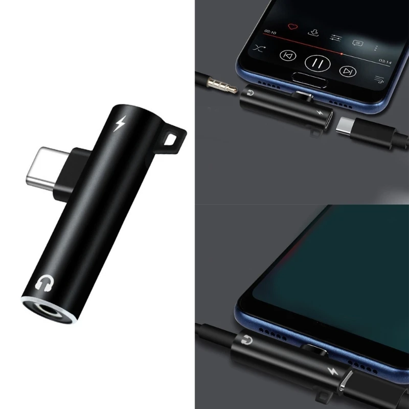 

USB C to 3.5mm Plugs Smartphone Charging Sound Adapter Double Port Design Integrated Chip For Phone Tablet Accessory